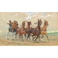 thumbnail image 2 of Ludwig Koch 18x12 Black Ornate Wood Framed Double Matted Museum Art Print Titled - A Four-In-Hand in Galopp, Three Sportive Gentleman on a Coach, 2 of 5