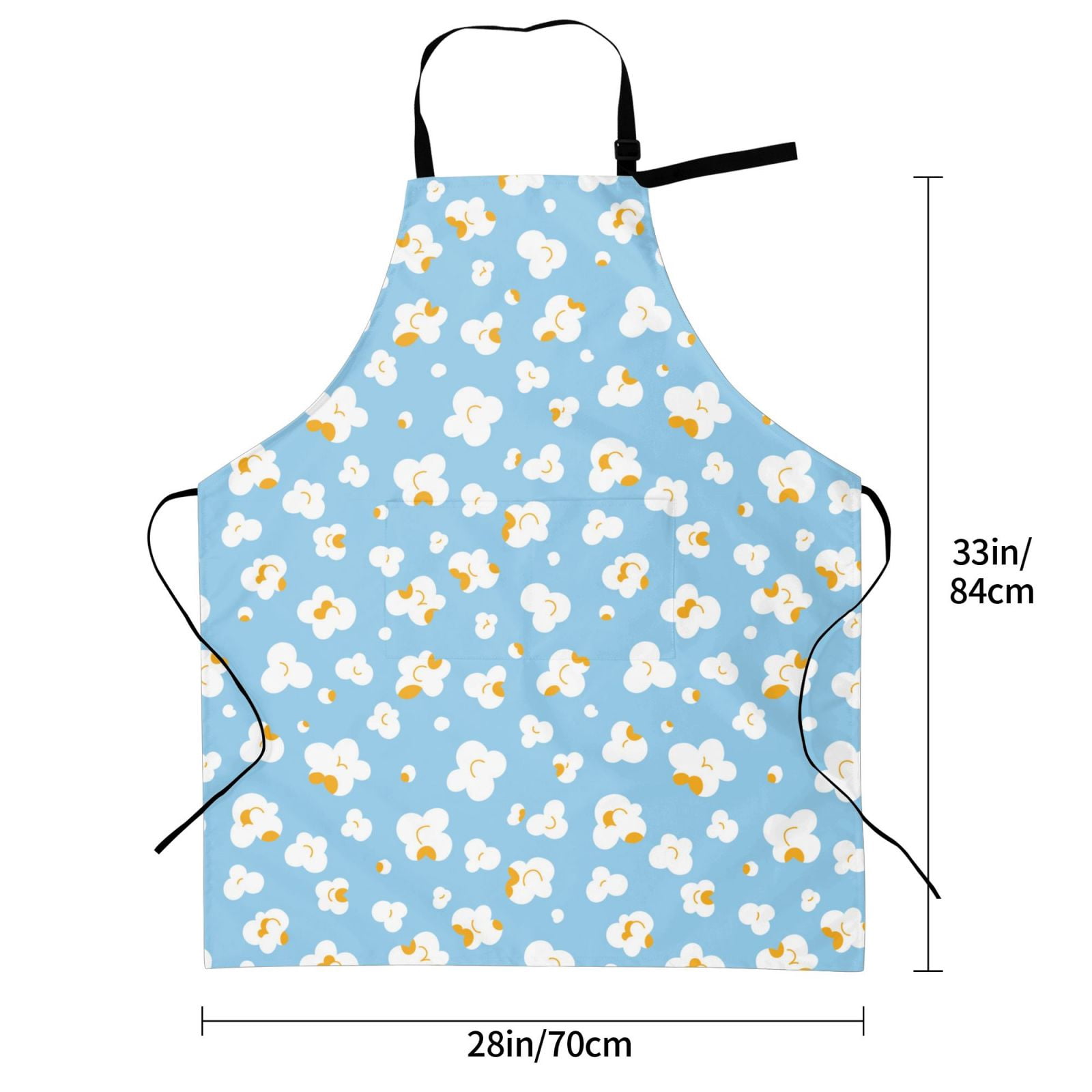 Kdxio Blue Popcorn Apron with Pockets Adjustable Kitchen Aprons for Men Women Waterproof Aprons for Cooking,Drawing,Crafting, Baking Household Cleaning