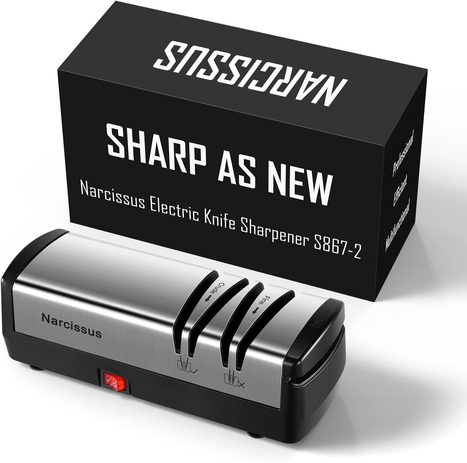 Electric Knife Sharpener with  Abrasives for Stainless Steel Ceramic Knives and Scissors, Quick Sharpening System with Dust  Box