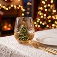 thumbnail image 2 of 1pc Christmas Stemless Wine Glass, Christmas Drinking Glasses for 3D Embossed Decor Cup, Hand Painted Raised Clear Glass Cup for Holiday Home Party Decor, 2 of 5