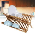 thumbnail image 3 of Greensen Dish Rack,Drainer Rack,Double Tier Wooden Foldable Sink Dish Drainer Plate Cutlery Dryer Draining Rack Holder Kitchen, 3 of 8