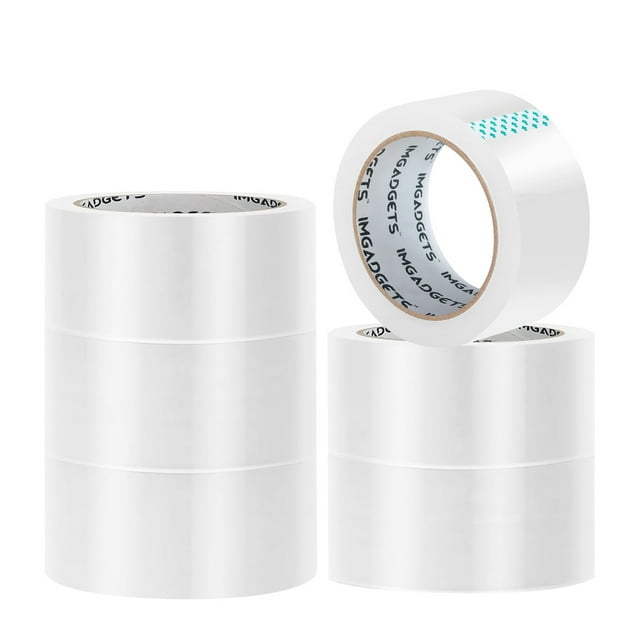 IMGadgets Ruban d'Emballage Transparent (Quantité: 6) / Rouleau Robuste 48mm x 100m / Adhésif Fort avec Colle à l'Acide Propanoïque / Épaisseur 45 Microns / Résistant à l'Humidité et à Haute Résistance à la Traction