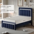 thumbnail image 4 of 4 EVER WINNER Twin Bed Frames, Twin Size Bed Frame with Diamond Velvet Design Headboard and Footboard, Upholstered Bed Frame with Wooden Slats Support, No Box Spring Needed, Easy Assembly, Blue, 4 of 9