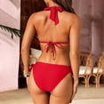 thumbnail image 4 of Women Halter Bikini Set - Two Piece Triangle Swimsuit Tie Bathing Suit Cute Swimwear Vermilion S, 4 of 5