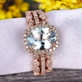 thumbnail image 4 of 3 Carat 8x6mm Oval Cut Aquamarine Engagement Ring 10k Rose Gold With Art Deco Vintage Looking Matching Wedding Band, 4 of 5