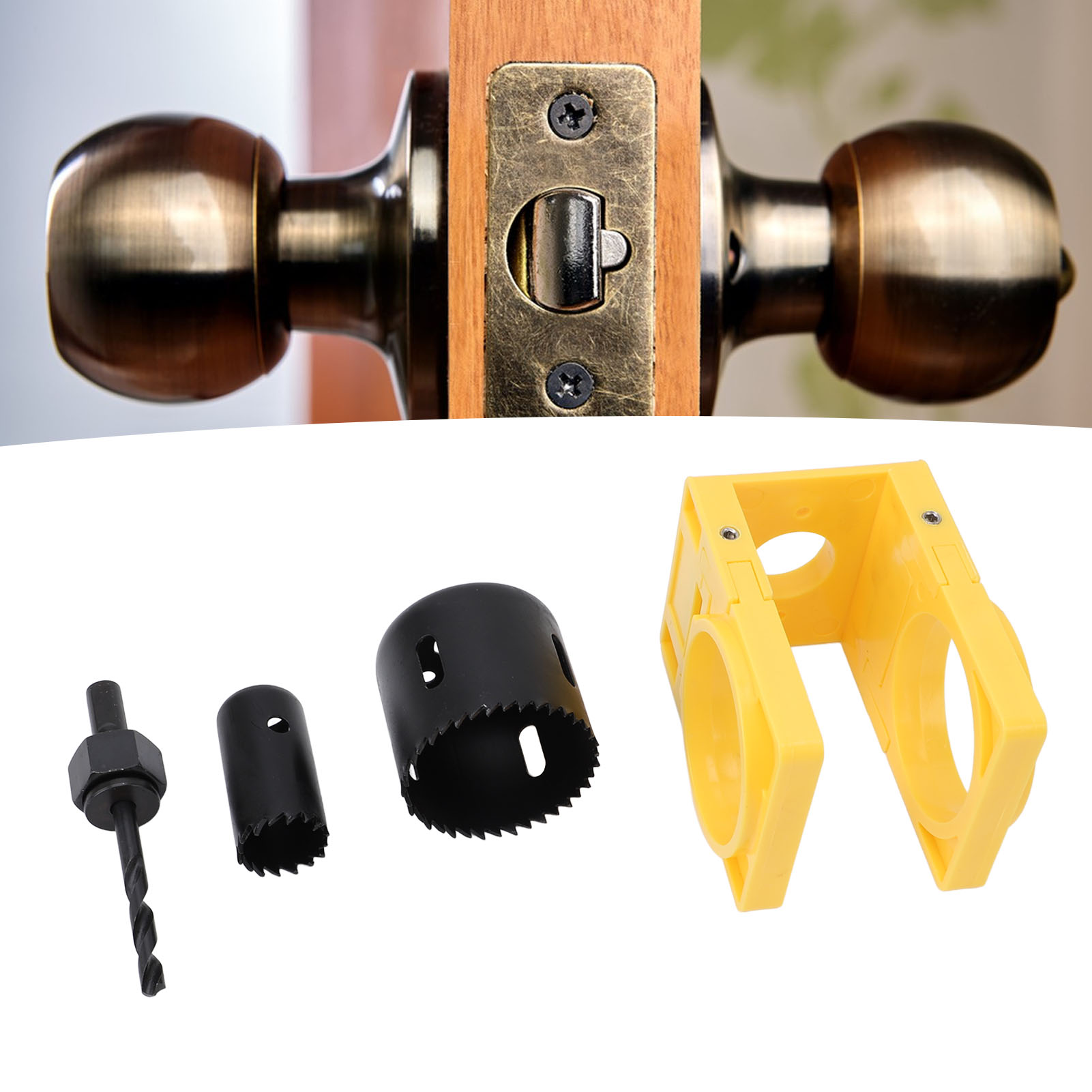 Door Lock Installation Kit With Template - Hole Saw Set For Deadbolt & Lock Installation, Carbon Steel 2 thumbnail image