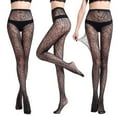 thumbnail image 2 of Herrnalise Women's Halloween Lace Patterned Fishnet Stockings Thigh High Pantyhose Black Tights for Women, 2 of 2