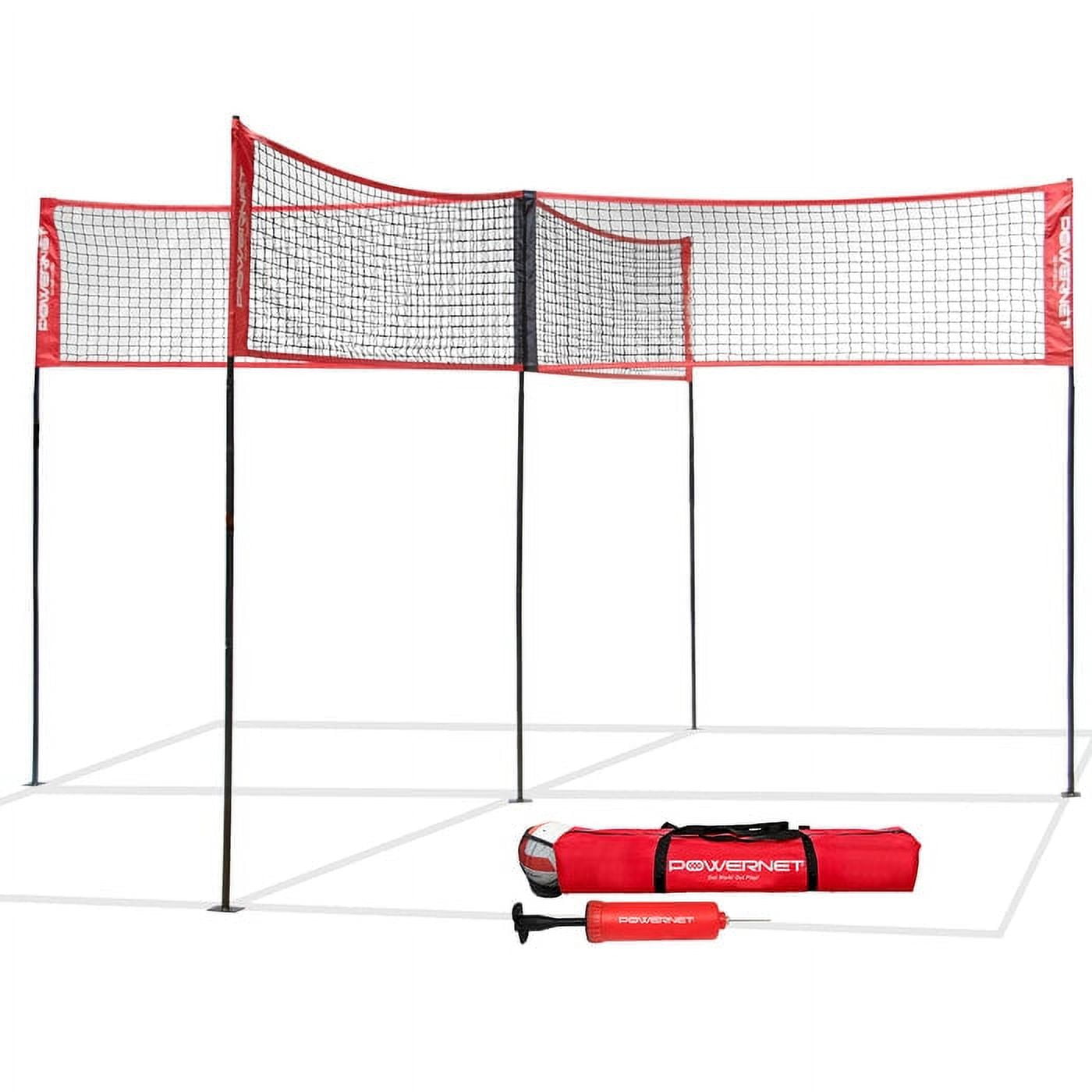 PowerNet Four Square Volleyball Net, 4-Sided Outdoor Volleyball Net for Backyard Games, Park or Beach, Volleyball Training Equipment (Four Square Net)