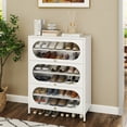 thumbnail image 5 of Foreate 6-Tier Metal Shoe Cabinet with 3 Flip-Up Tempered Glass Doors - Ideal for Entryway, Hallway, Living Room - Holds 18 - 24 Pairs - Sturdy, Waterproof, Space - Saving, 5 of 6