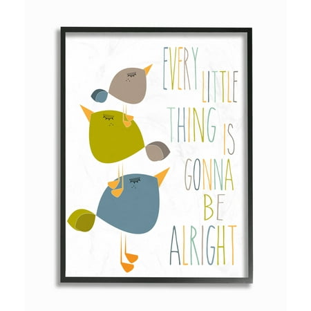 Act Green - The Kids Room by Stupell Three Little Birds Print Green Tan and Blue Oversized Framed Giclee Texturized Art, 16 x 1.5 x 20