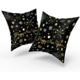 thumbnail image 2 of 20"x20" Happy New Year Pillow Covers, 2 PCs Winter Snowflake Firework Black Gold Throw Pillowcases with Colorful Stars, Christmas Ball Square Cushion Cover for Sofa Couch Car Bed Home Xmas Decor, 2 of 6
