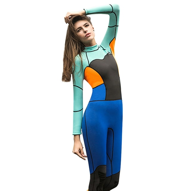 Women's Full Body Wetsuit Cold Water Keeping Warm Neoprene Diving Suit Rash Guard One-Piece Long Sleeve Zip Quick Dry Sunsuit
