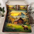 thumbnail image 2 of Homewish 4D Rustic Bear Bed Sheets for Teen, Hippie Rustic Cabin King Sheets, Countryside Sheet Set, Lightweight Room Decor, 4 Pieces, 2 of 7