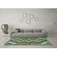 thumbnail image 3 of Ahgly Company Machine Washable Indoor Round Persian Turquoise Blue Traditional Area Rugs, 3' Round, 3 of 4