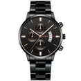 thumbnail image 3 of Reloj de pulsera de acero para hombre, reloj de cuarzo con calendario, para negocios y ocio, reloj para hombre, 3 of 6