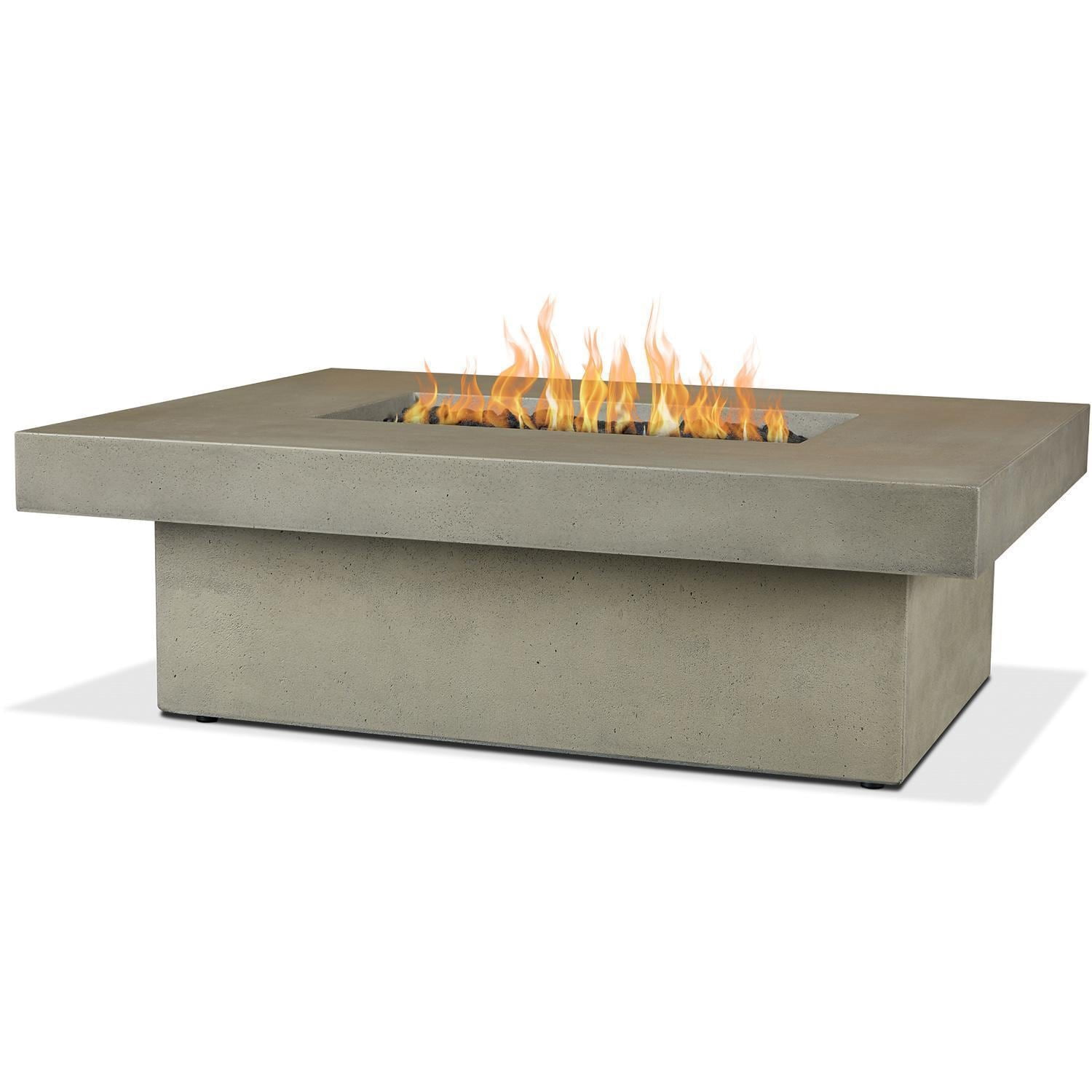 Hickory Bay 60 Inch Rectangular Steel Propane Fire Pit Table in Beige by BBQGuys Signature