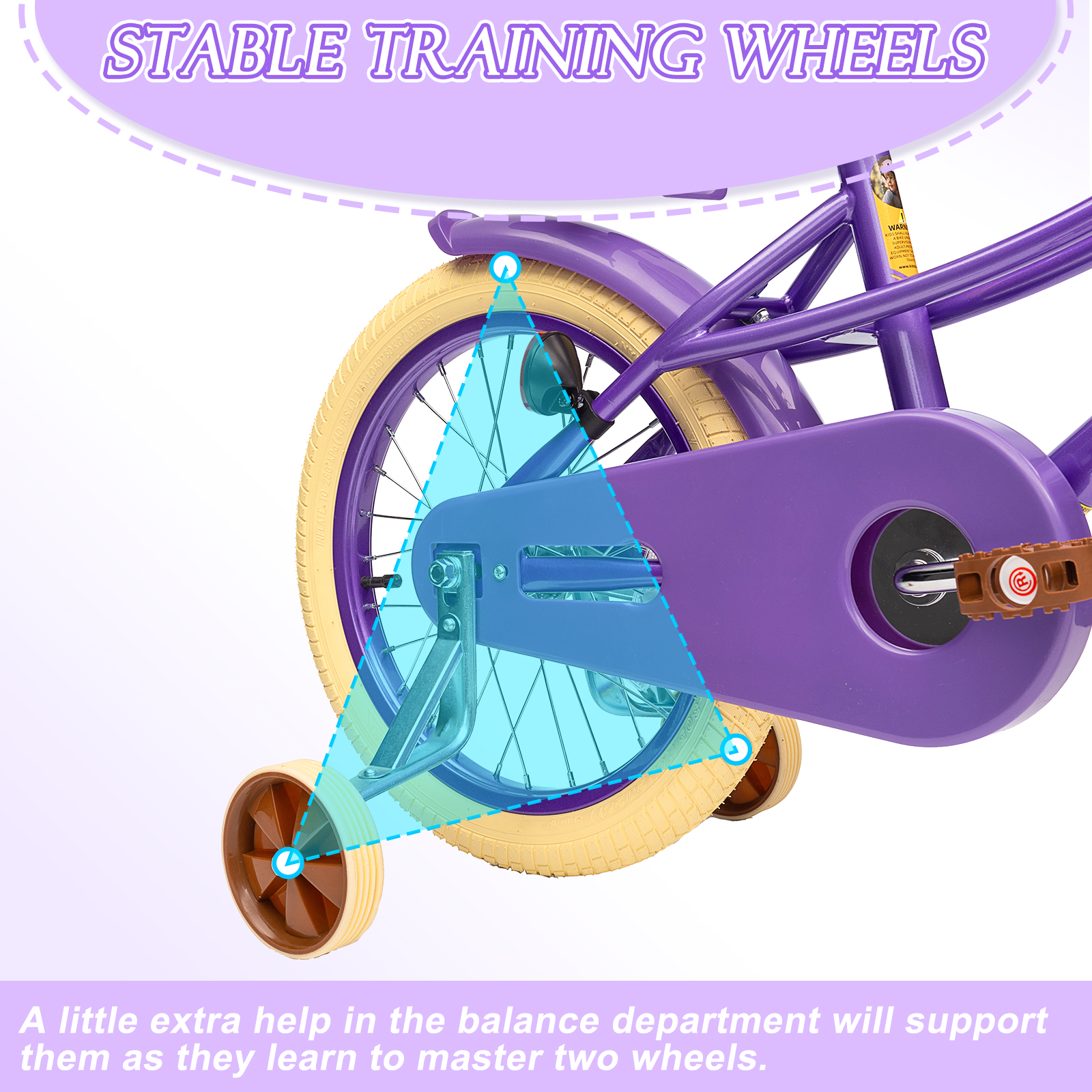 XJD Girls Bike with Training Wheels, 12-20 Inch photo 4