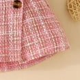 thumbnail image 4 of Owordtank Toddler Girl Fall Winter Outfit: Ribbed Long Sleeve Top with Plaid Tweed Skirt & Beret Hat Set, Photoshoot & Holiday Baby Clothes, 4 of 8