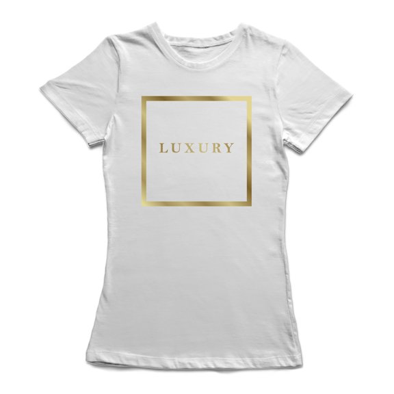 Luxury Golden Box Graphic Quote Women White T-Shirt, Female Small