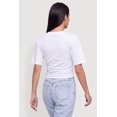 thumbnail image 4 of Women's Side Ruched Crew Neck Short Sleeve T-Shirt, 4 of 4