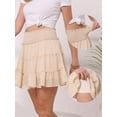 thumbnail image 2 of DARING DIVA Women's Smocked Waist Tiered Casual Beach Flowy Skort Small Beige, 2 of 6