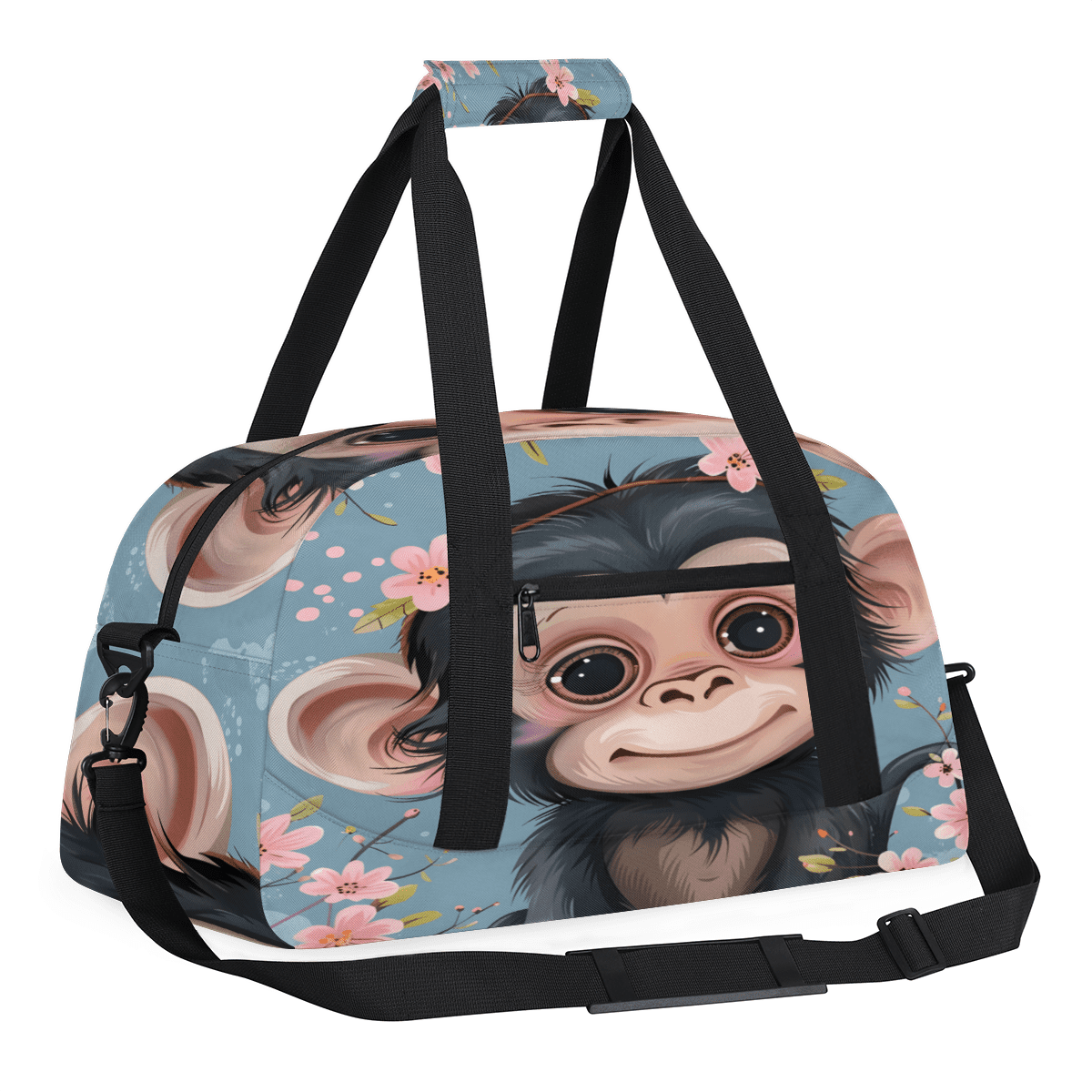 Herdesigns Monkey Sports Duffle Bag for Women & Men, Animals Gym Bag Dance Bag Overnight Bag Carry On Weekender Travel Bag