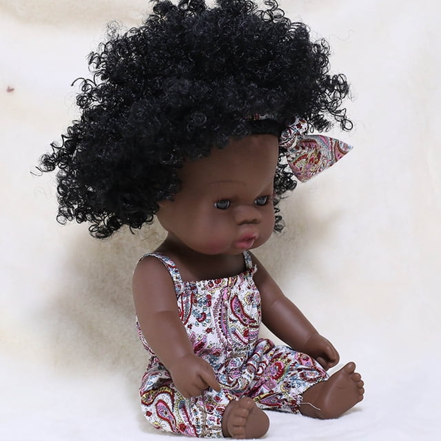 Baby Cute Curly Hair Sport Boys Black Baby Toy Doll Kids Gift Hooded With Cloth