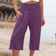 thumbnail image 4 of Drovellove Women's Plus Size High Waisted Wide Leg Pants - Loose Fit Straight Leg Trousers with Elastic Waistband for Casual Beach Vacation or Boho Office Outfits, 4 of 7