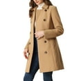 thumbnail image 4 of MODA NOVA Pea Coat for Juniors Peter Pan Collar Double Breasted Slant Pocket Button Down  Belted Winter Coats, 4 of 5