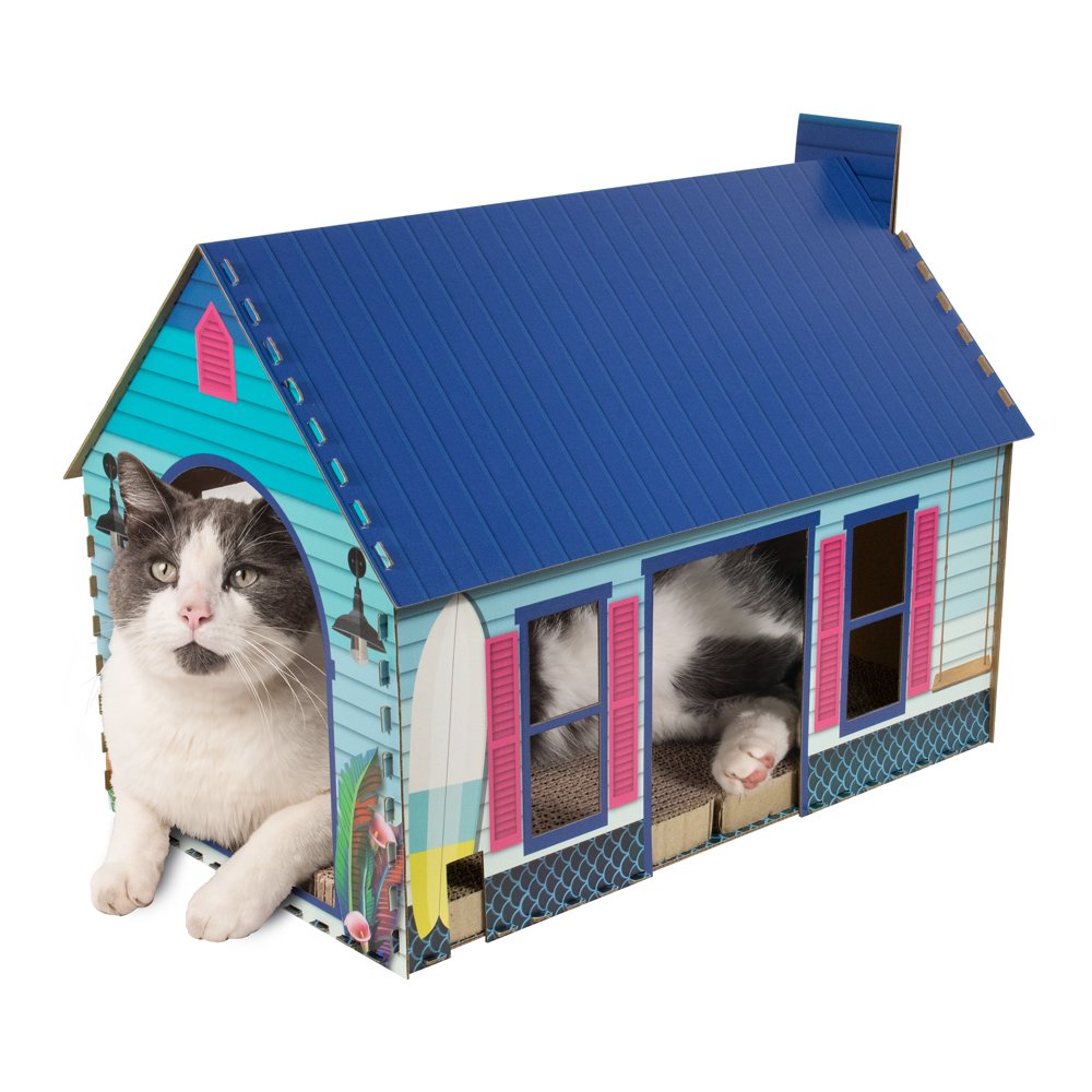 Pet Champion Corrugated Cat Scratching Beach Playhouse with Catnip