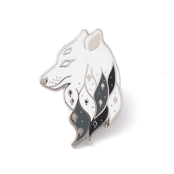 5pcs Wolf Enamel Pin Brass Animal Brooch for Backpack Clothes White 31x22x2mm Pin: 1.2.