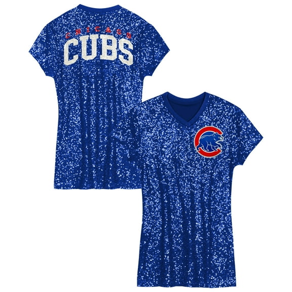 Girls Youth Royal Chicago Cubs Sequin V-Neck Dress