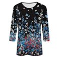 thumbnail image 4 of Womens Tops 3/4 Length Sleeve Womens Tops 2025 Fashion Three Quarter Sleeves Shirts Loose Plus Size T Shirts Floral Print Outfits Shirts for Women, 4 of 5
