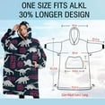 thumbnail image 4 of Oversized Wearable Blanket Hoodie,DarkBlue Cartoon Dinosaurs SpeechBubbles Pattern Sherpa Blanket Hoodie with Super Pockets,Super Warm Fuzzy Pullover for Women & Men, 4 of 6