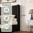 thumbnail image 5 of Larmace Upholstered Corduroy Bed Frame Queen Size with 4 Storage Drawers,Platform Bed Frame with Vertical Stripe Wingback Headboard,Black, 5 of 11