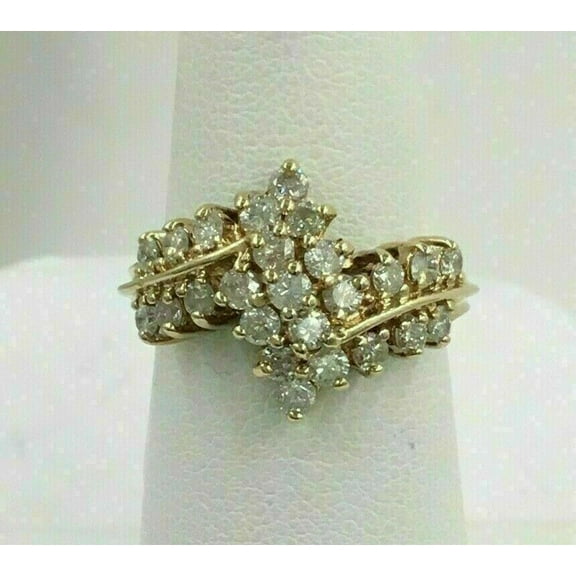 Womens Cluster Ring 2CT Round Cut Lab Created VVS1/D Diamond 14K Yellow Gold Plated 925 Silver