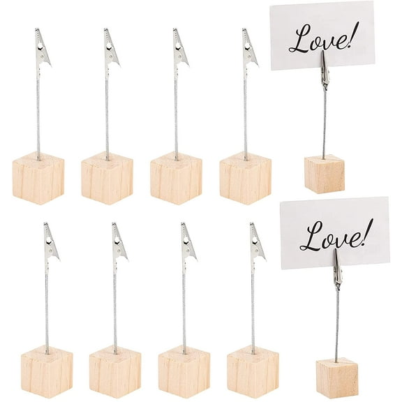 20PCS Table Number Holder Wooden Name Card Holder Memo Clip Stand Place Card Holder with Clasp for Pictures Card Paper Note Clip Shop Display Price Tag for Birthday Wedding Party Colorful