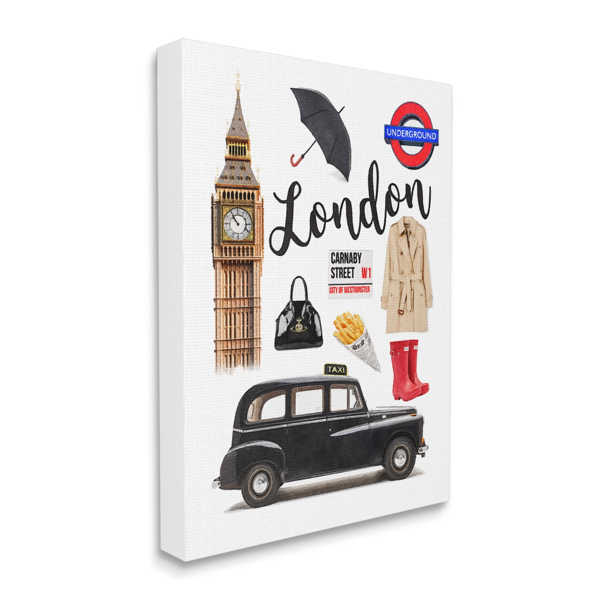Stupell Industries London Glam Travel Town & City Painting Gallery Wrapped Canvas Art Print Wall Art, 36 x 48