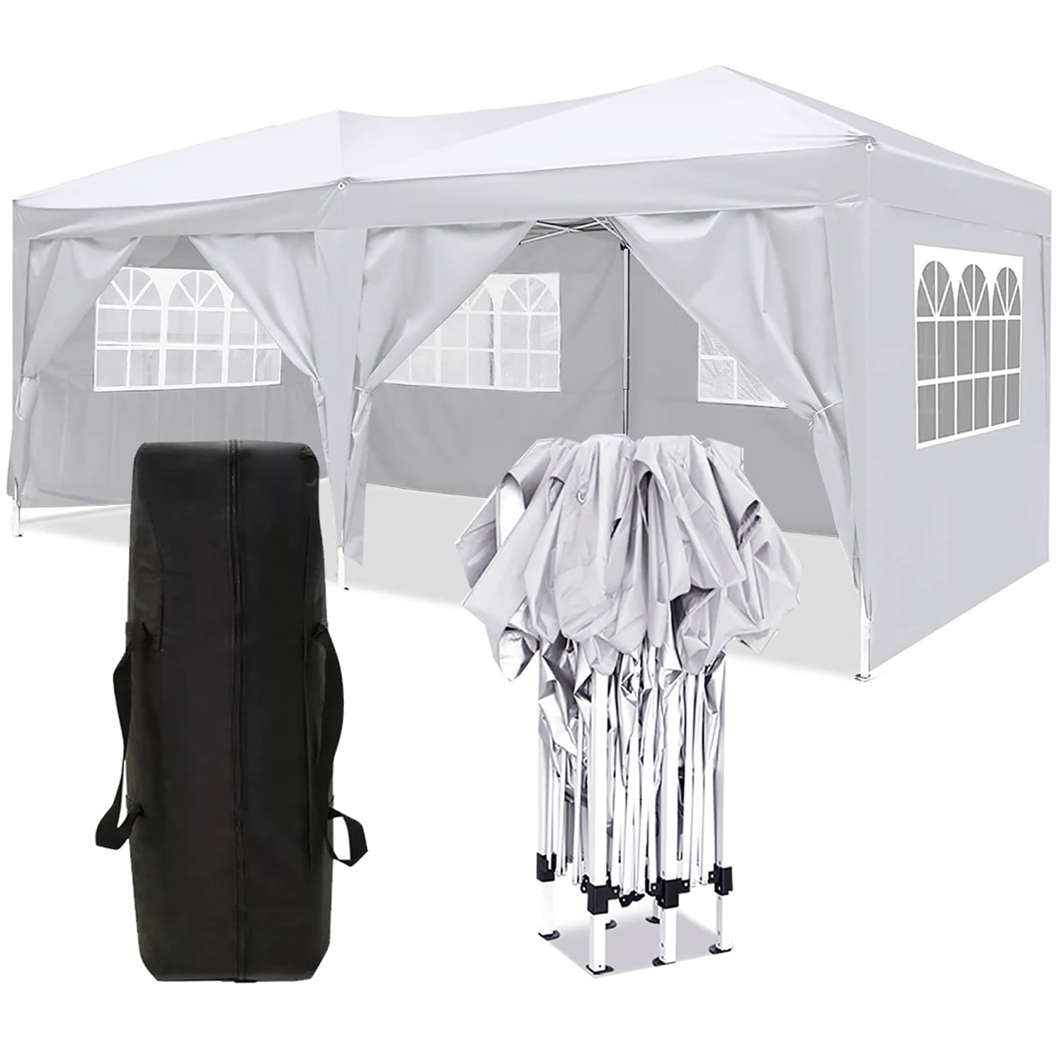 Aimee Lii 118"x235" Pop Up Tent, Backyard Canopy Gazebo with Sidewalls, Outdoor Patio Awnings for Party Camping BBQ Events, White Aimee Lii 118"x235" Pop Up Tent, Backyard Canopy Gazebo with Sidewalls, Outdoor Patio Awnings for Party Camping BBQ Events, White
