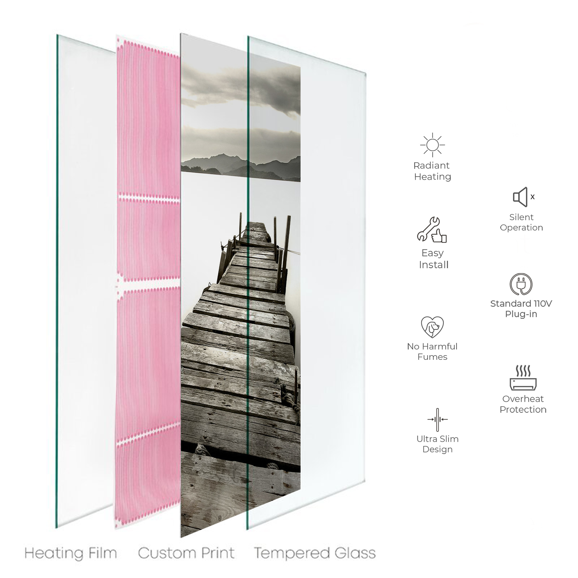 Heat Storm Electric Glass Infrared Heater, Indoor, Ponton Island, HS-PONI-2448 Sansujyuku sansujyuku.com