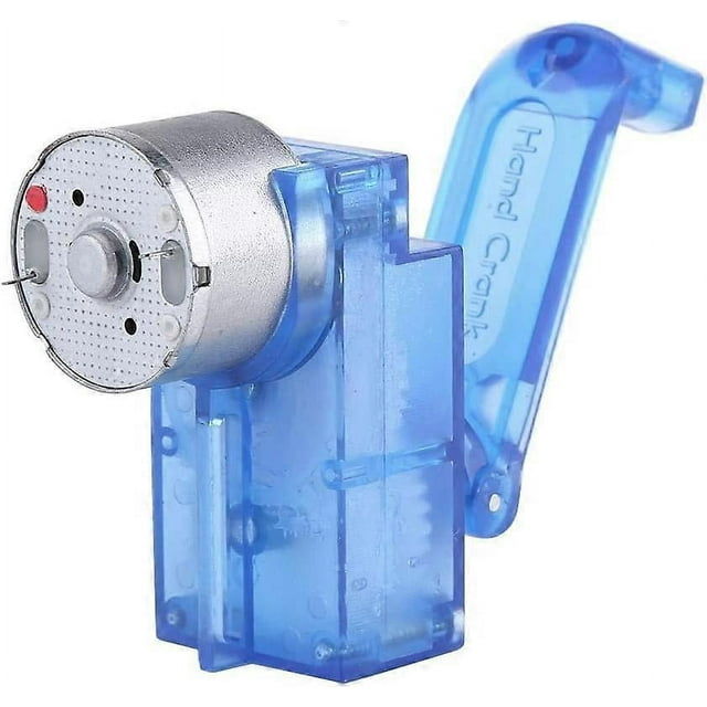 Mini Hand Crank Electric Generator DC Emergency Power Supply Manual Dynamo Power with Blue Transparent Acrylic Case