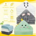 thumbnail image 2 of KABOER Baby Bath Towel, 9 Pcs Baby Hooded Towels and Washcloth Set, Coral Fleece Absorbent Soft Baby Towels for Newborn, Cartoon Animal Hooded Bath Blanket for Kids Toddler Infant Shower, 2 of 7