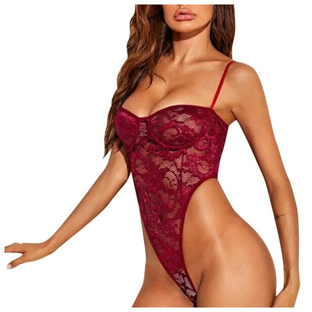 

cuitcosohg Plus Size Underwear Women Lingerie Set With Garter Belts Sexy Bra and Panty Jumpsuit Lingerie Sets Polyester Night Dress for Women Sleepwear