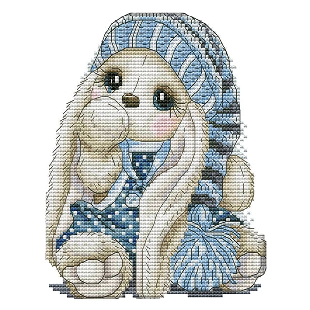 Cuadros Decorativos Dibujos animados punto de cruz Mini conejo bordado trabajo hecho a mano 14CT estampado (C944) Tmvgtek embutido en tela