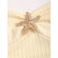 thumbnail image 3 of Yellow Womens Halter Tie Front Ruched Bust Textured Layered Ruffle Hem Mini Dress, 3 of 6