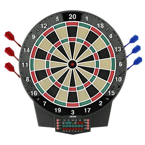 VEVOR Electronic Dart Board, 15.5" Target Dartboard with 43 Games & 320  Variations for Up to 8 Players, 6 Dart Shafts with Flights & 50 Soft Tips, Color LCD Scoring Screen for Home Party Game Room