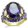 thumbnail image 2 of Womens Ring Big Purple Stainless Steel Ring with AAA Grade CZ in Amethyst, 2 of 4