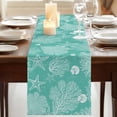 thumbnail image 3 of Table Runners 90 Inches Long Dress Scarves, Teal Coastal Farmhouse Coffee/Dining/Kitchen Table Runner for Living Room, Starfish Coral Summer Beach Ocean 13x90 Inch, 3 of 9