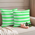 thumbnail image 2 of Green Striped Outdoor Waterproof Pillow Covers, Modern Simple Monochrome Geometric White Decorative Square Throw Pillowcase Sofa Cushion Sham for Patio/Couch/Chair, 20"x20" 2 Pack, 2 of 8
