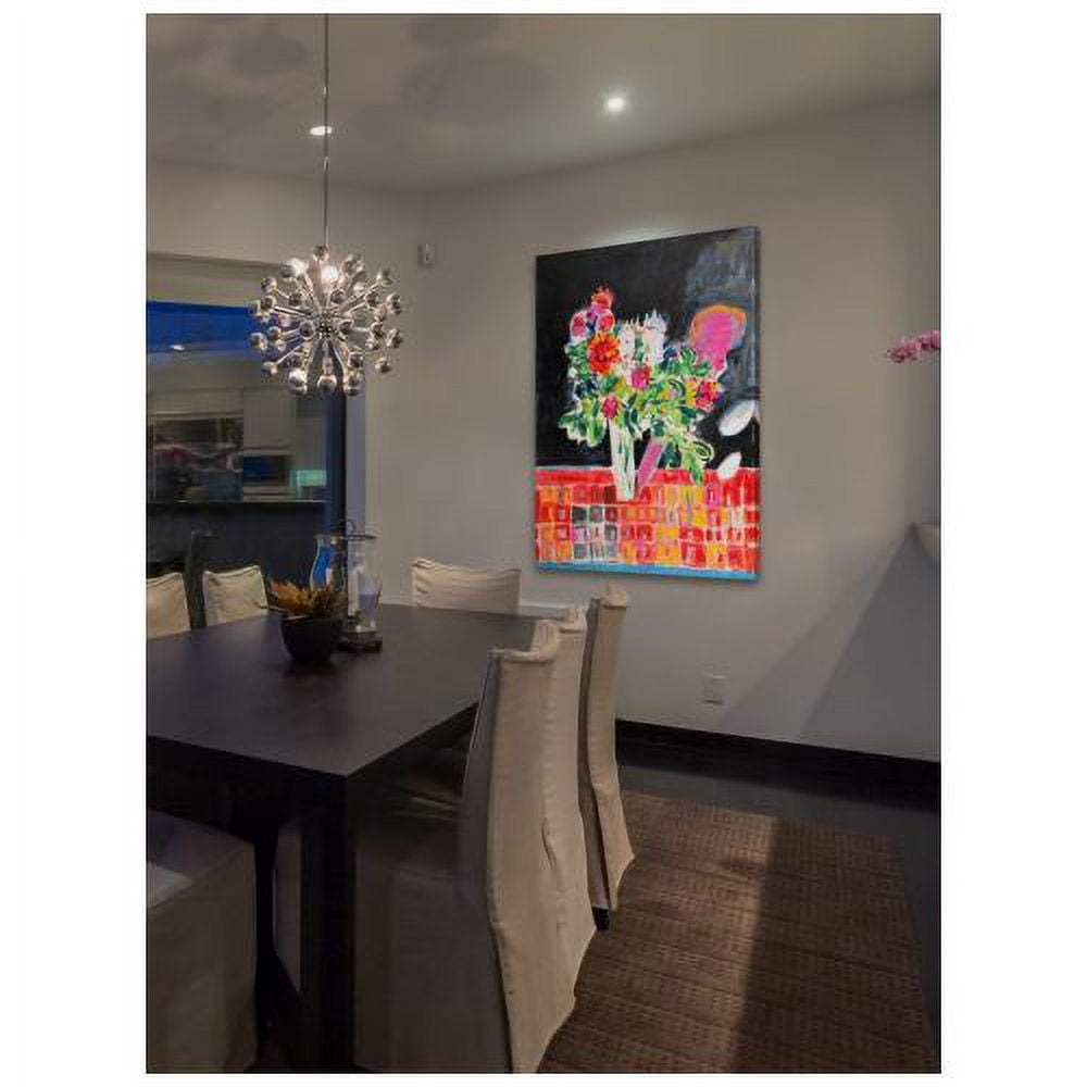 "Flowers on a Checkered Cloth" Painting Print on Wrapped Canvas